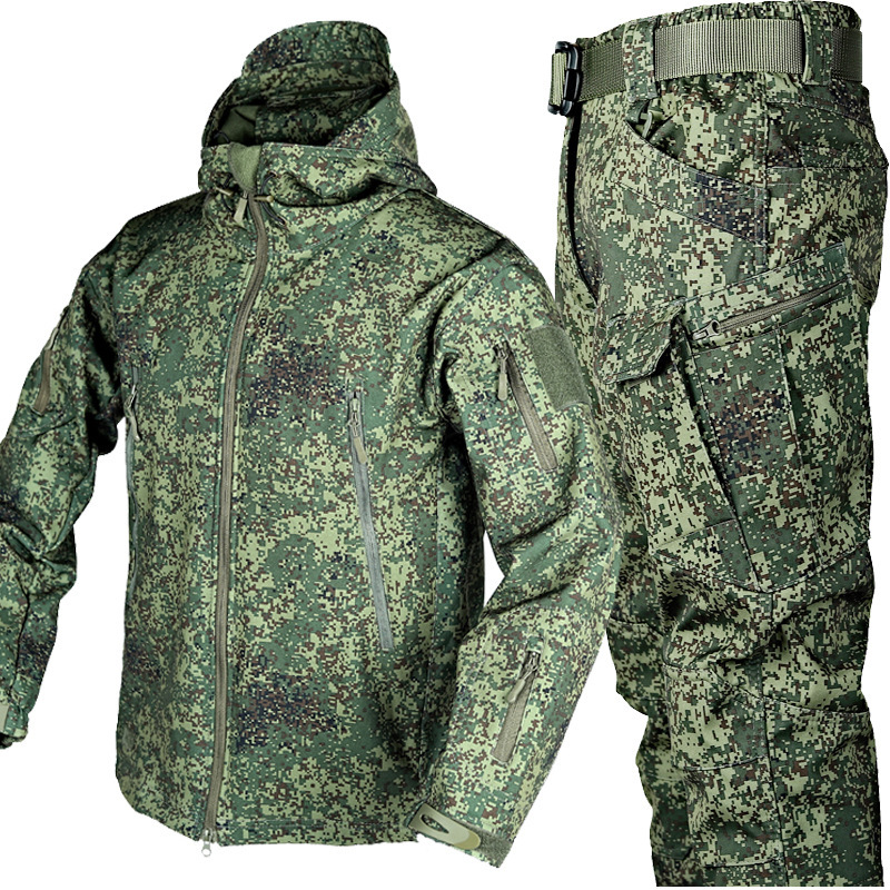Outdoor Shark Skin Thermal Suit Special Forces Camouflage Brushed Thickened Jacket - Image 8